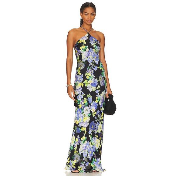 Line & Dot Dresses & Skirts - Line & Dot Bloom Floral Halter Neck Maxi Dress Cocktail Party Dress size S NWT